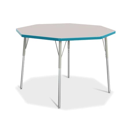 Jonti-Craft Berries Octagon Activity Table, 48 in. x 48 in., A-height, Freckled Gray/Teal/Gray 6428JCA005
